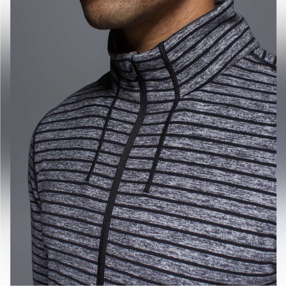 Lululemon striped gray and black quarter zip